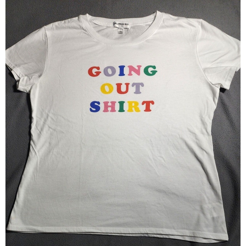 Sub_Urban Riot T-Shirt Men XL White Going Out Shirt Print Round Neck